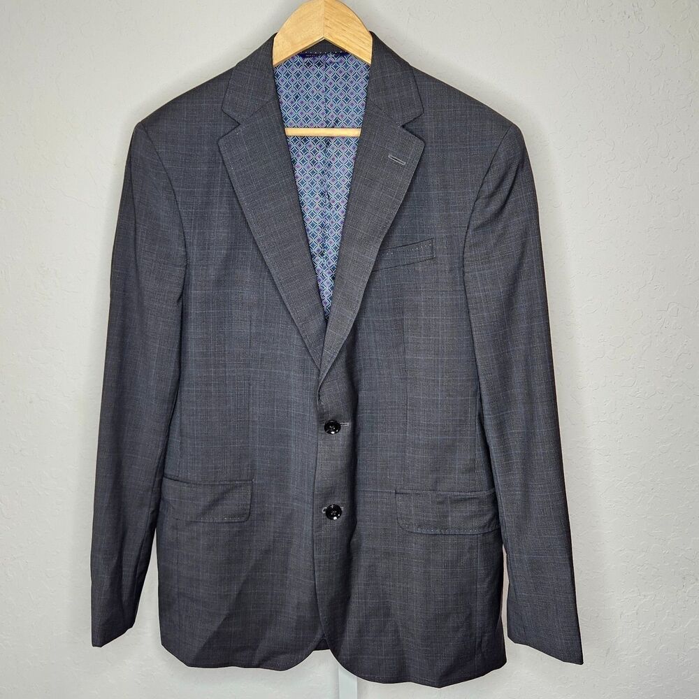 Ted Baker London Endurance Men's Blazer Sport Coat Gray‎ Plaid Jacket 40R